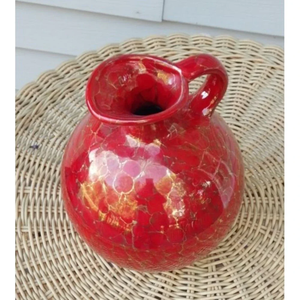 Vintage Crackled Style Art Studio Pottery Hand Crafted Pitcher/Vase/Ewer